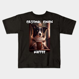 Border Collie - First A Coffee (de) 3 Kids T-Shirt